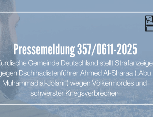 Kurdische Gemeinde Deutschland stellt Strafanzeige gegen Dschihadistenführer Ahmed Al-Shara („Abu Muhammad al-Jolani“) wegen Völkermordes und schwerster Kriegsverbrechen